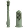 Vicloon Finger Toothbrush Oral Cleaner Kit, 2 Pcs Baby Finger Toothbrush Tongue Oral Cleaner Kit, Soft Baby Silicone Fingers Toothbrushes for Teething Oral Cleaning Care for 6-18 Months, Gray Green view 1