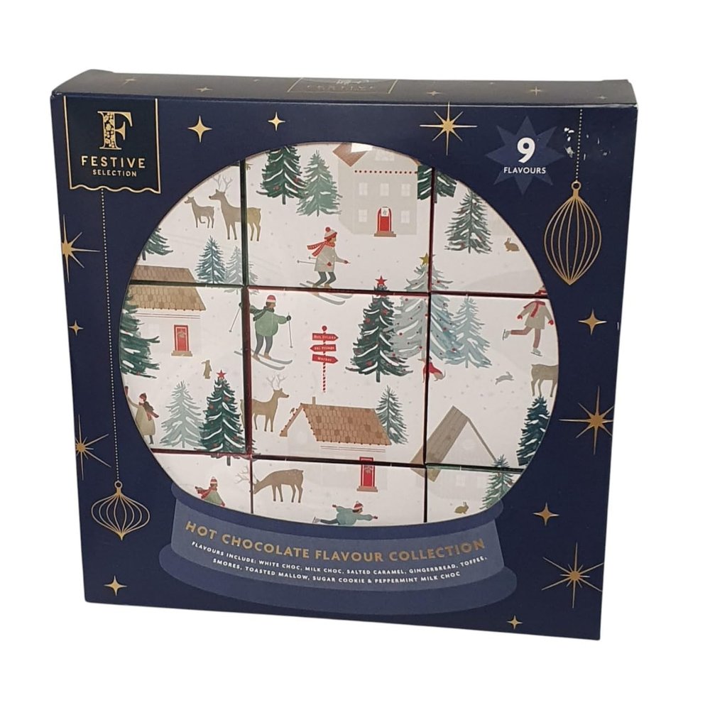 Hot Chocolate Flavour Collection Festive Gift Box with 9 Delicious Flavours for the Holiday Season