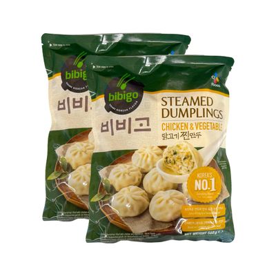 Bibi-go Steamed Dumplings 560G Filled With Chicken And Vegetables, Juicy Filling In A Tender Wrapper Quick Frozen Product Of Korea Pack Of 2