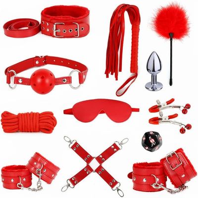12 Pieces Of Leather Red Casual Set Yoga Practice Equipment Accessories, Stress Reducing Toys, Sports Training, Tension Band Accessories