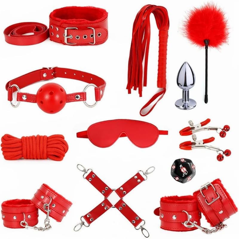 12 Pieces Of Leather Red Casual Set Yoga Practice Equipment Accessories, Stress Reducing Toys, Sports Training, Tension Band Accessories