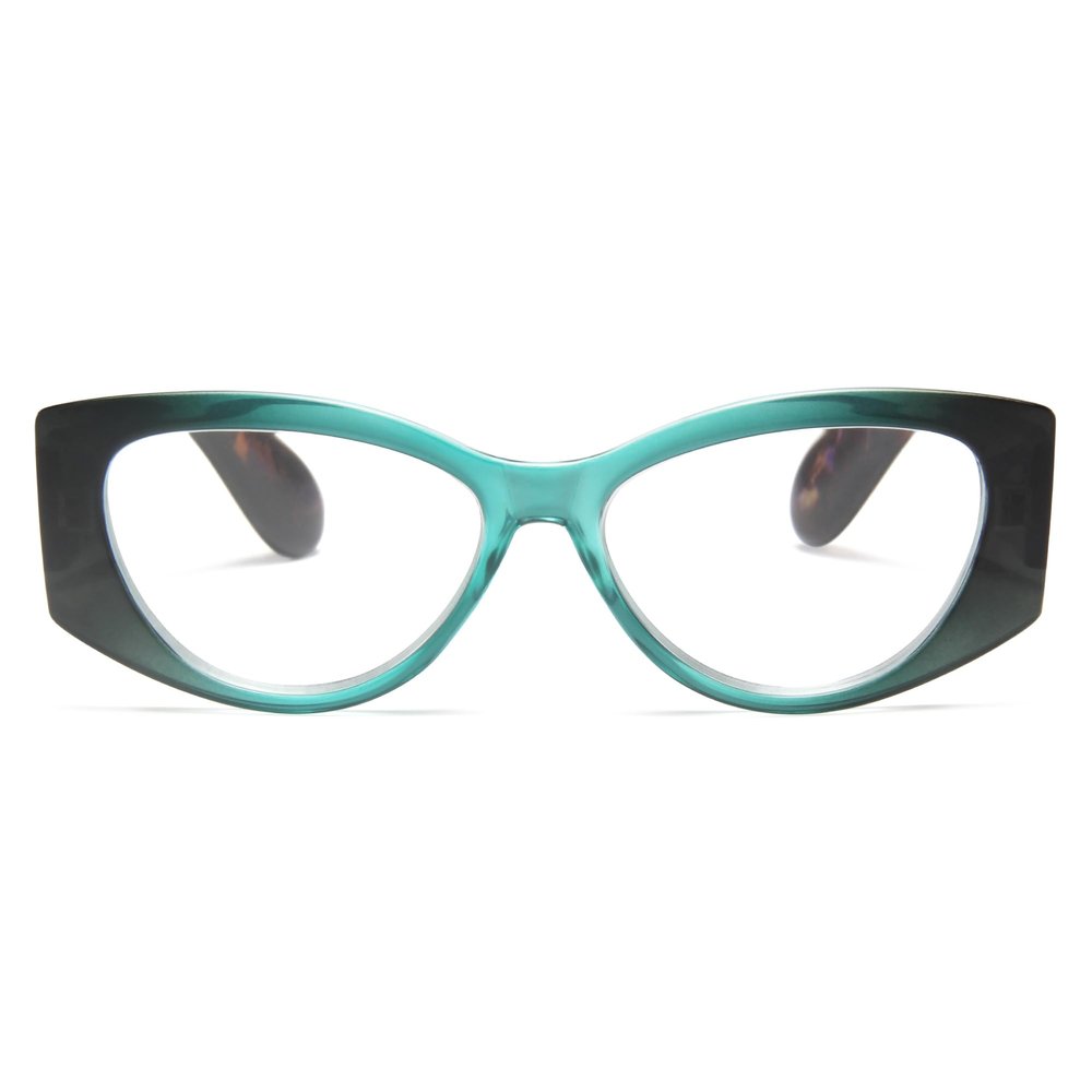 2SeeLife Oversized Cateye Reading Glasses for Women MediumWide Fit, Durable & Sturdy Frame, Trendy Premium Cateye Readers, Emerald, +2.75