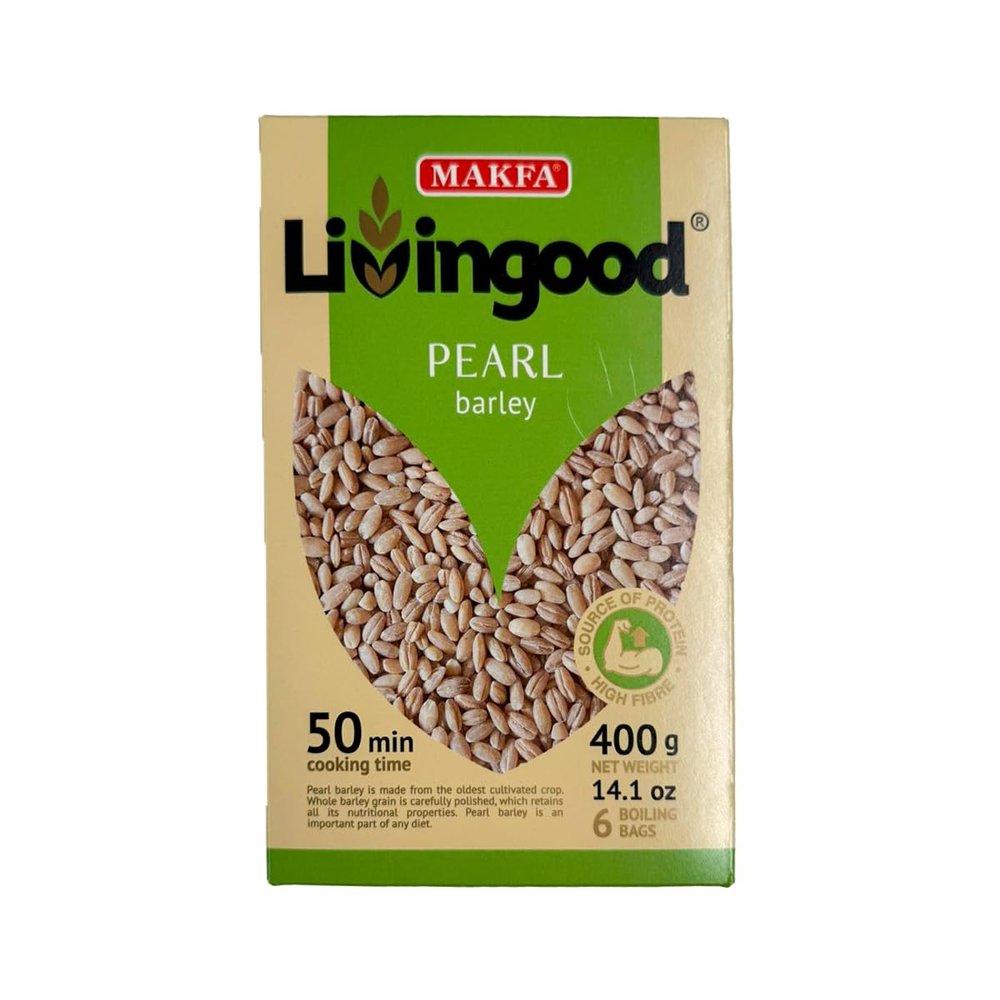 Living Mak-fa's Pearl Barley Mak-fa's Hearty Whole Grain for Soups and Stews Russian Grocery Product 400g Pack of 1