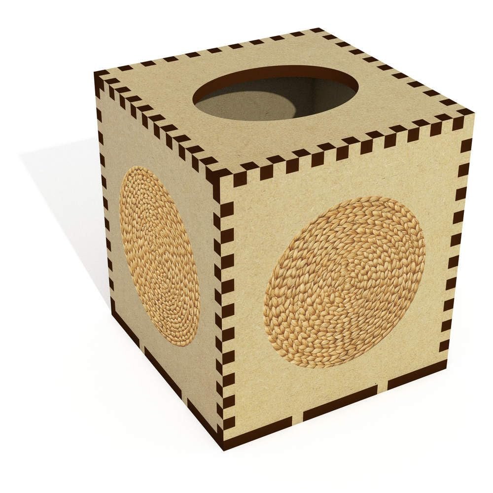 Azeeda Square 'Woven Straw Placemat' Wooden Tissue Box Cover (TB00070099)