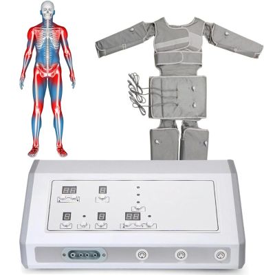Dyqyym Full Body Pressotherapy Massage Lymphatic Drainage Beauty Machine Electric Arm Neck Massager Air Compression Circulatory Massager Adjustable Intensity,Grey (Silver)