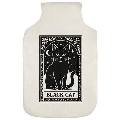 Azeeda 'Mystical Black Cat Card' Hot Water Bottle Cover (HW00042071)