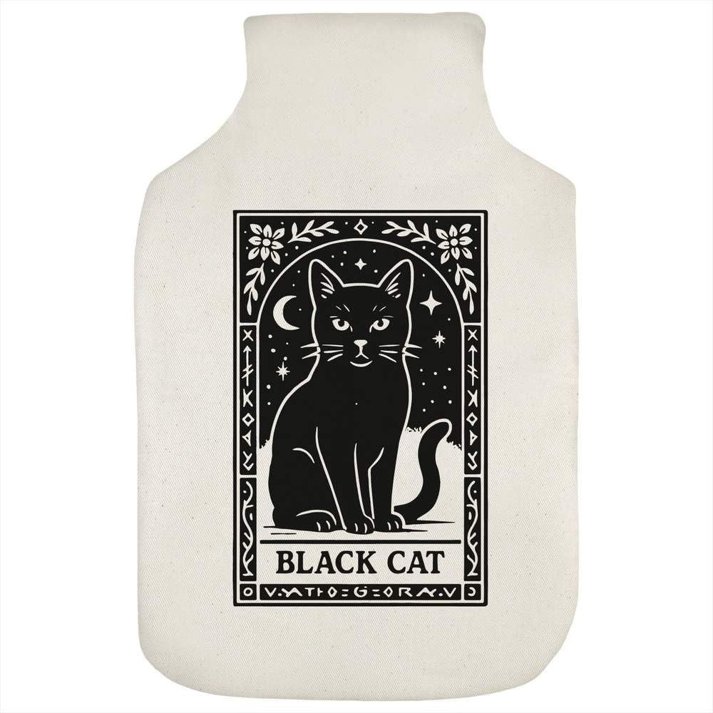 Azeeda 'Mystical Black Cat Card' Hot Water Bottle Cover (HW00042071)