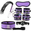 ZeeKoug Purple Fashion 7-Piece Crystal Velvet Pilates Cosplay Yoga Set, Adjustable Wrist With Eye Mask Fun Sports Accessories, Couple Gift view 1