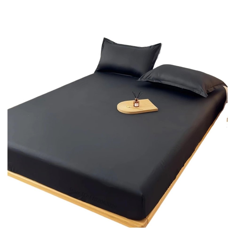 Mattress Protector Waterproof Mattress Cover Bed Fitted Sheet Throw Bedspread Protector Pads Single/Double/King/Queen Full Size(Black,152x203x46cm)