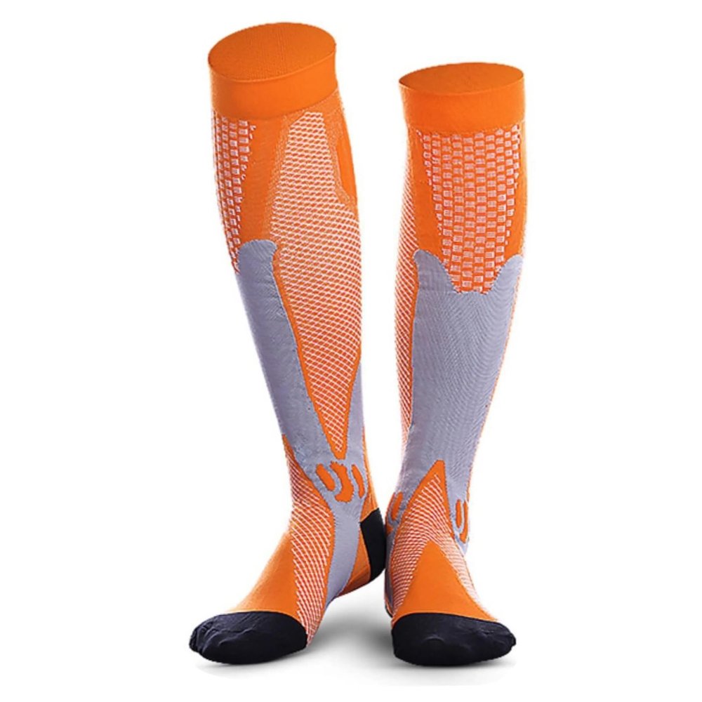 compression socks 2 Pairs Compression Socks 20-30mmhg High Stockings Men Women Sports For Marathon Cycling Football Varicose Veins(YSZ02-OG,L-XL)