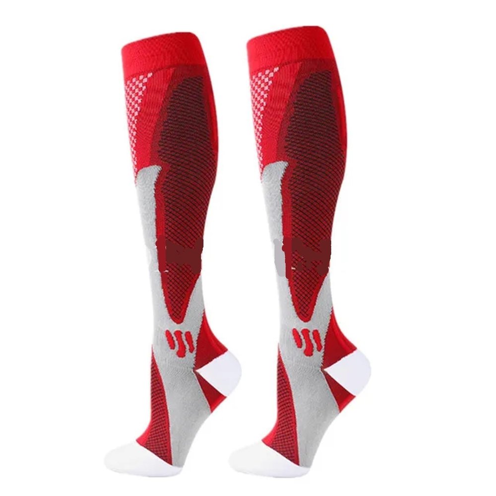 compression socks 2 Pairs Compression Socks 20-30mmhg High Stockings Men Women Sports For Marathon Cycling Football Varicose Veins(YSZ02-RD,S-M)
