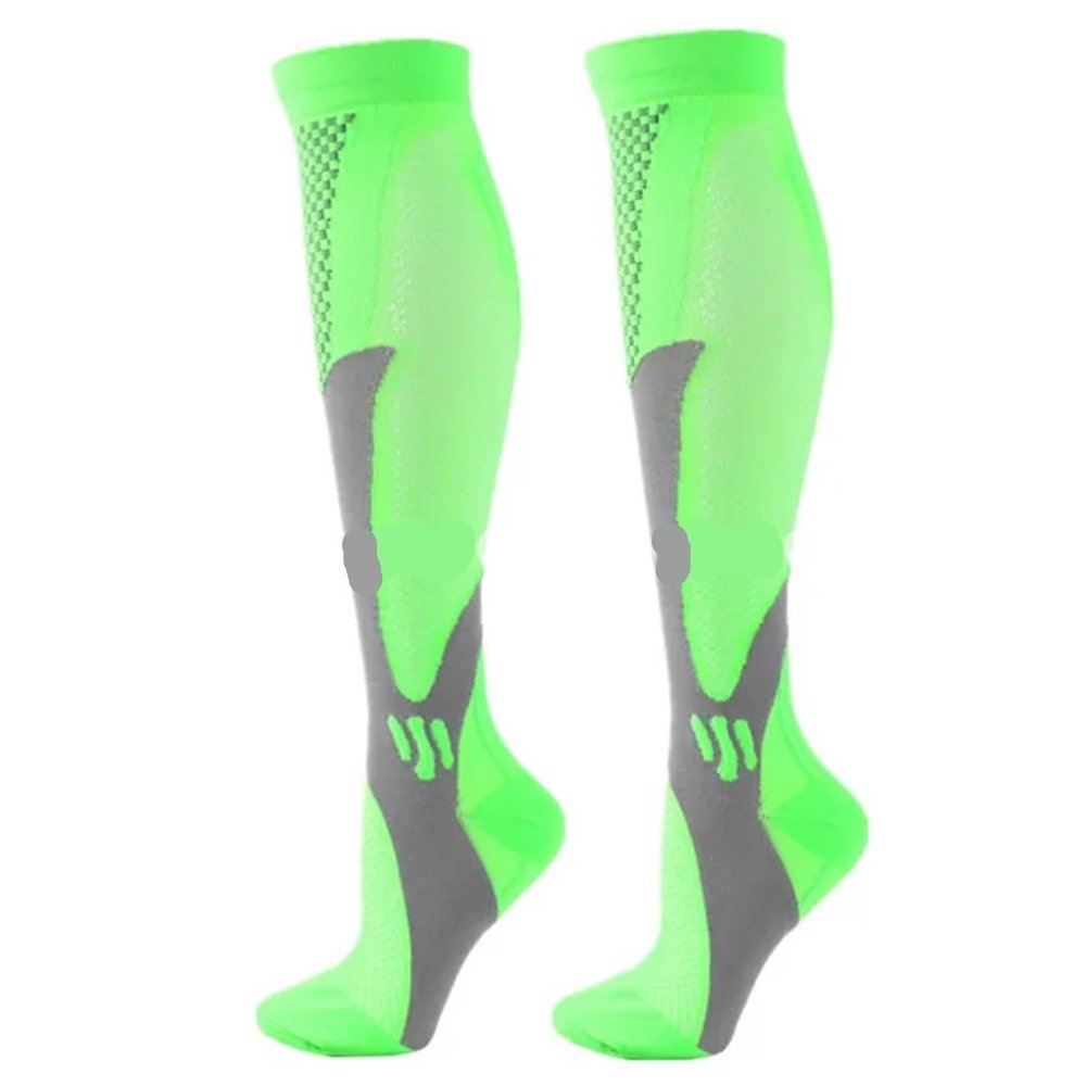 compression socks 2 Pairs Compression Socks 20-30mmhg High Stockings Men Women Sports For Marathon Cycling Football Varicose Veins(YSZ02-GN,2XL)