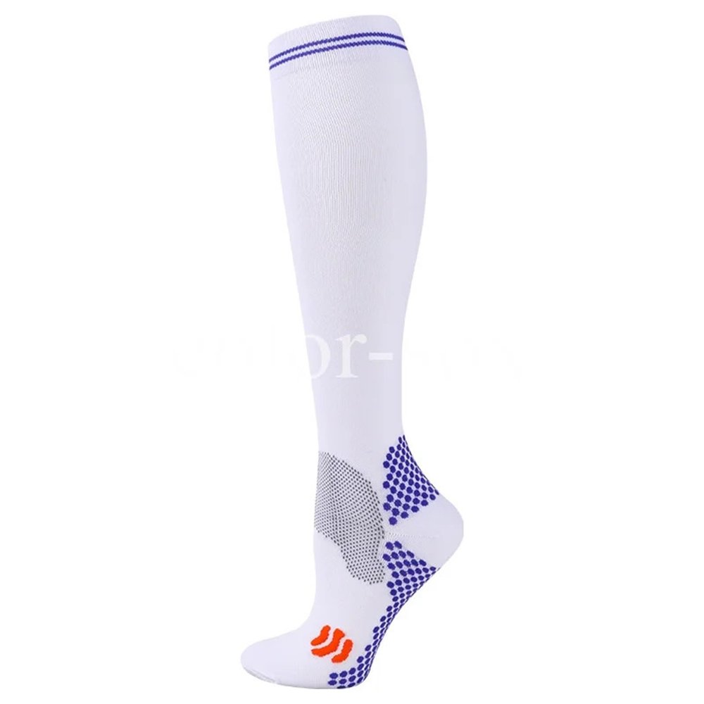 compression socks 2 Pairs Compression Socks 20-30mmhg High Stockings Men Women Sports For Marathon Cycling Football Varicose Veins(YS001-156-WH,L-XL)