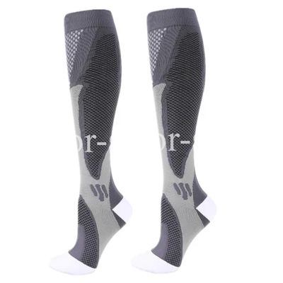 compression socks 2 Pairs Compression Socks 20-30mmhg High Stockings Men Women Sports For Marathon Cycling Football Varicose Veins(YSZ02-LGY,L-XL)
