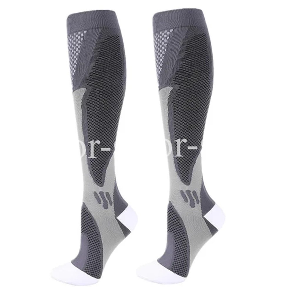 compression socks 2 Pairs Compression Socks 20-30mmhg High Stockings Men Women Sports For Marathon Cycling Football Varicose Veins(YSZ02-LGY,L-XL)