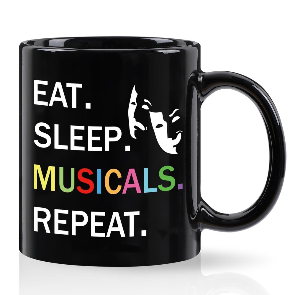 YHRJWN Theater Gifts, Broadway Gifts, Christmas Birthday Theater Day Gift for Theater Lovers, Teen Girls, Theatre Kids, Music Teacher, Actors, 11 Oz Black