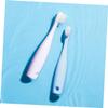 IWOWHERO 2pcs Toothbrushes with Ultra Soft Bristles for Oral Care Dual Purpose Tongue Cleaner and Dental Trainer Slender Handle for Little Hands Travel Friendly Red and Blue view 3