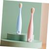 IWOWHERO 2pcs Toothbrushes with Ultra Soft Bristles for Oral Care Dual Purpose Tongue Cleaner and Dental Trainer Slender Handle for Little Hands Travel Friendly Red and Blue view 4