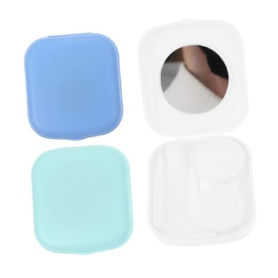FONDOTIN Mini Contact Lens Holder Set of 3 Portable Decorative Lens Cases with Mirror, Pocket-Sized Travel Storage for Womens Soft Contact Lenses
