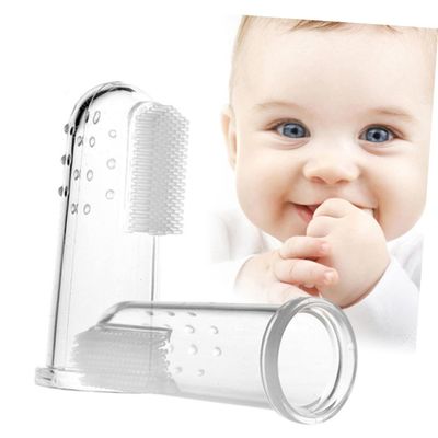 BCOATH Baby Finger Toothbrush 2Pcs Set Soft Silicone for Teeth Cleaning and Massage Gums for Infants and Boys and Girls