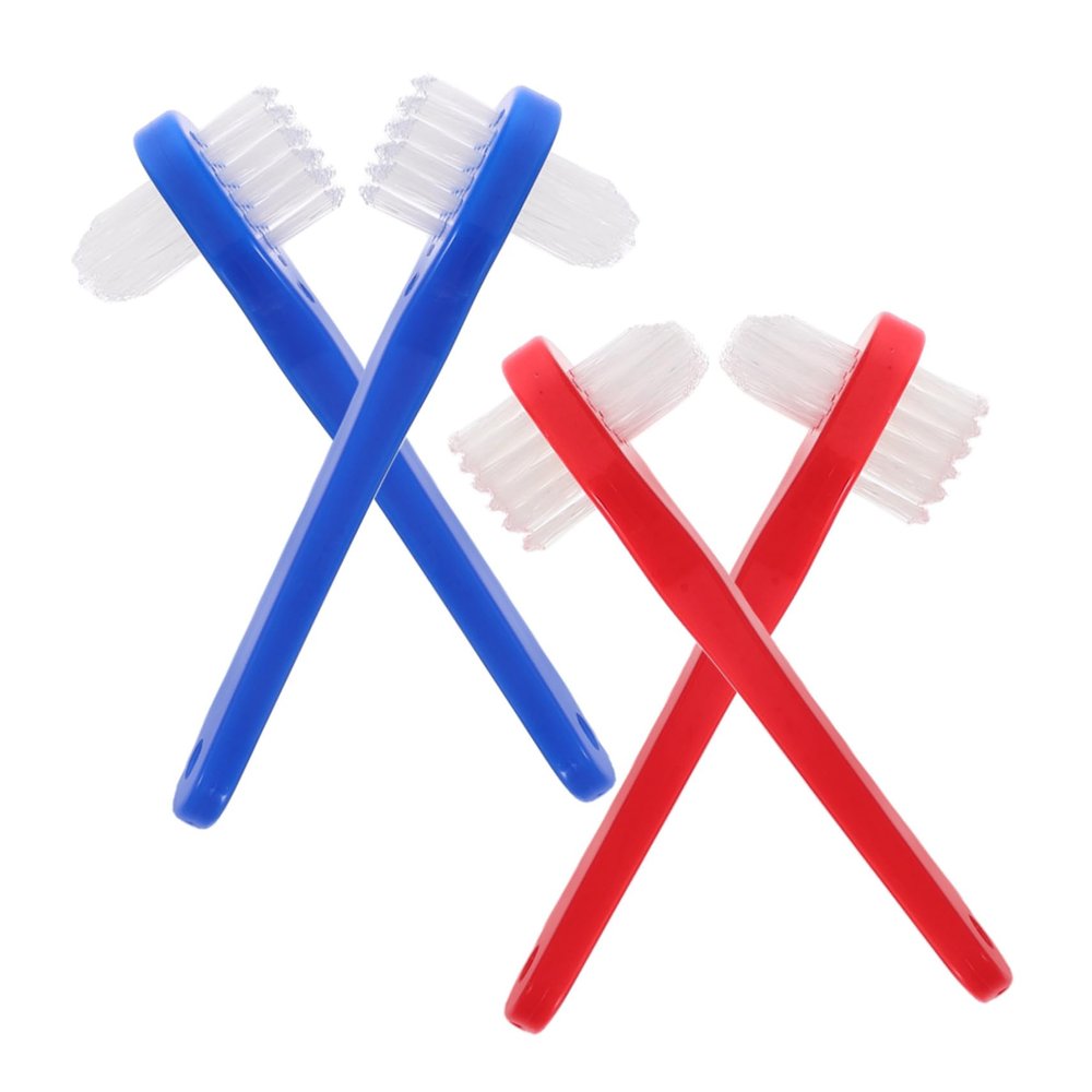 Gatuida 4PCS Portable Denture Brush Set Dual Sided Soft Toothbrush for Adults Small Travel False Teeth Cleaning Oral Care
