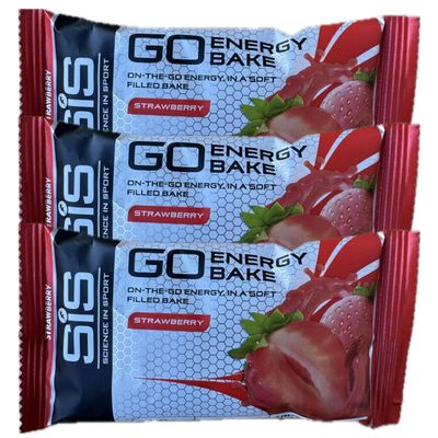 SIS GO Energy Bake 3 Pack - SoftFilled Endurance Fuel - 30g DualSource Carbohydrate 2:1 Glucose:Fructose - 3.5g Protein - PocketReady Snack Cycling Running Triathlon (3 Pack, Strawberry)