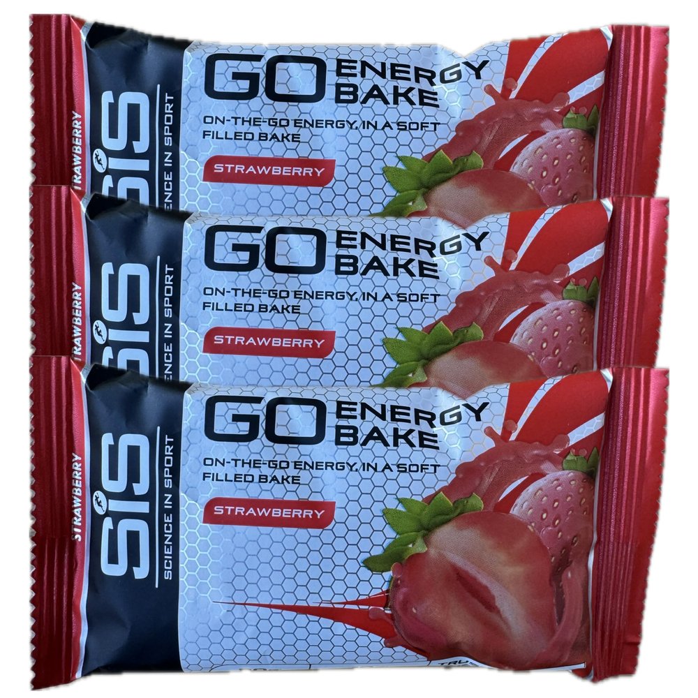 SIS GO Energy Bake 3 Pack - SoftFilled Endurance Fuel - 30g DualSource Carbohydrate 2:1 Glucose:Fructose - 3.5g Protein - PocketReady Snack Cycling Running Triathlon (3 Pack, Strawberry)
