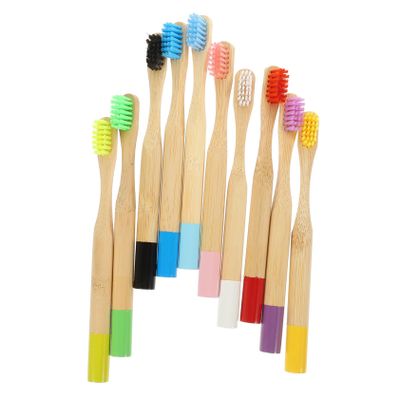 Mikinona 10pcs Portable Boys and Girls Toothbrushes with Wear-Resistant Bristles and Bamboo Handles for Comprehensive Cleaning and Safe Use by Children