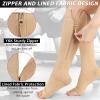 Ailaka Zipper Compression Socks 20-30mmHg, Easy On Off Support Socks for Men & Women, Open Toe Breathable Flight Socks for Travel, Nursing, Swollen Legs(Beige, 5XL) view 4