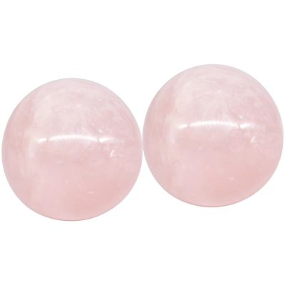 Baoding Balls For Hand Exercise, 3 Cm, 2 Pcs Rose Quartz, Includes Wooden Base, Stress Relief, Arthritis Therapy, Meditation, Finger Strengthening