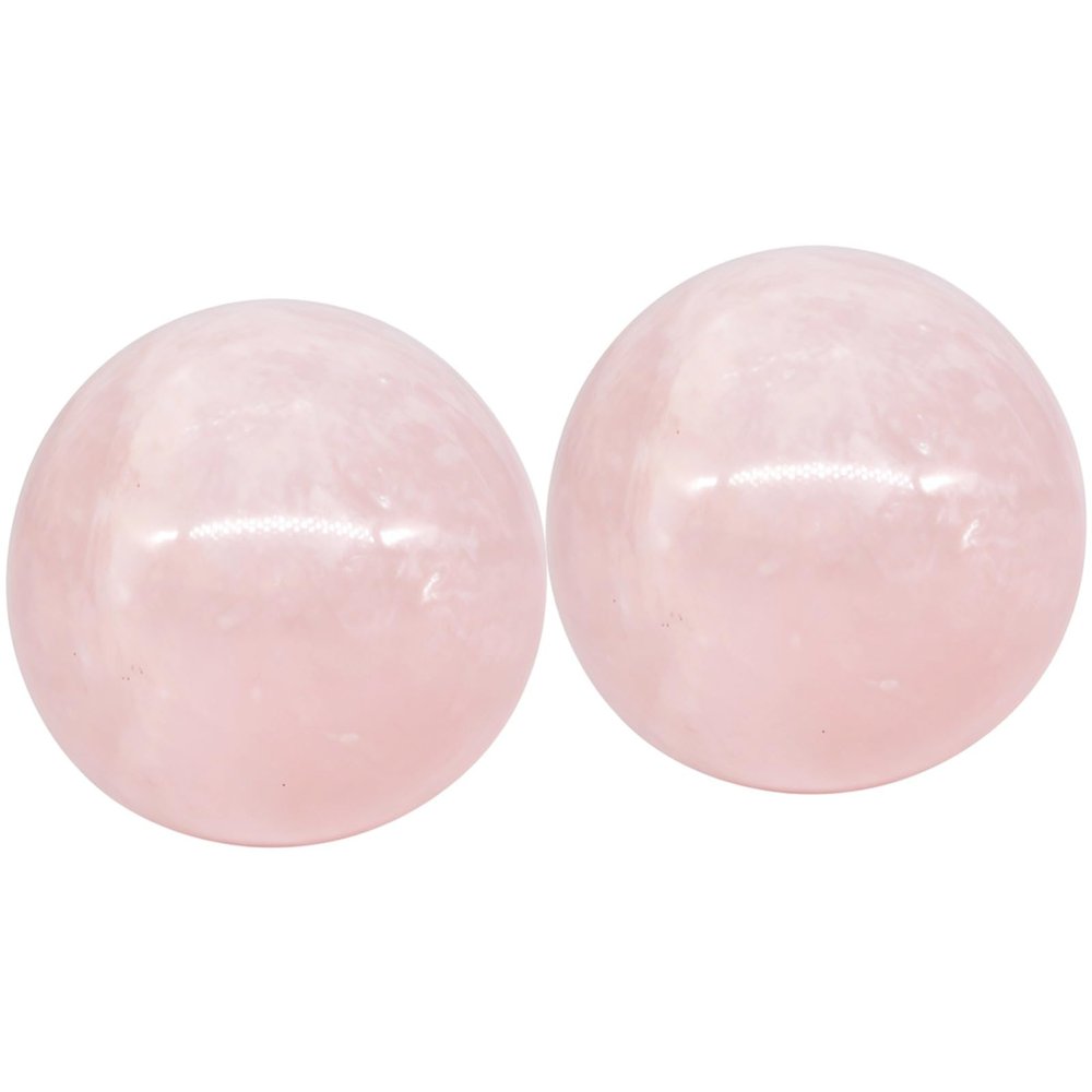 Baoding Balls For Hand Exercise, 3 Cm, 2 Pcs Rose Quartz, Includes Wooden Base, Stress Relief, Arthritis Therapy, Meditation, Finger Strengthening