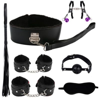 Stress Reducing Toys, Exercise Training, Tension Band Accessories, 7-Piece Leather Black Casual Set, Yoga Practice Equipment Accessories