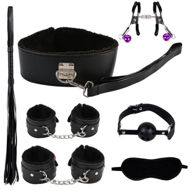 Stress Reducing Toys, Exercise Training, Tension Band Accessories, 7-Piece Leather Black Casual Set, Yoga Practice Equipment Accessories