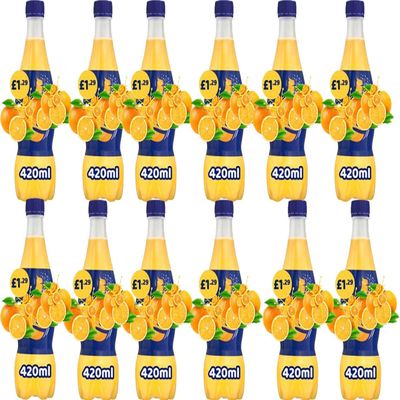 Refreshing Sparkling Orange Fruit Drink with Citrus Pulp - PMP - 420ml Fizzy & Fruity Beverage - orgn (12 x Bottle)