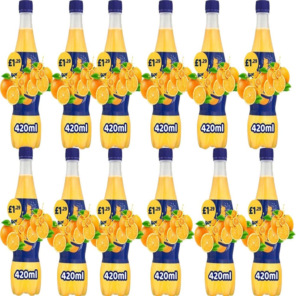 Refreshing Sparkling Orange Fruit Drink with Citrus Pulp - PMP - 420ml Fizzy & Fruity Beverage - orgn (12 x Bottle)