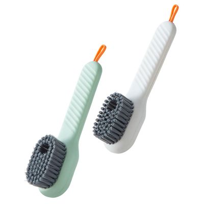 TOPPERFUN 2pcs Multipurpose Shoe Cleaning Brush with Soap Dispenser and Supple Bristles, Comfortable to Hold Plastic Brushes for Home and Bathroom Cleaning