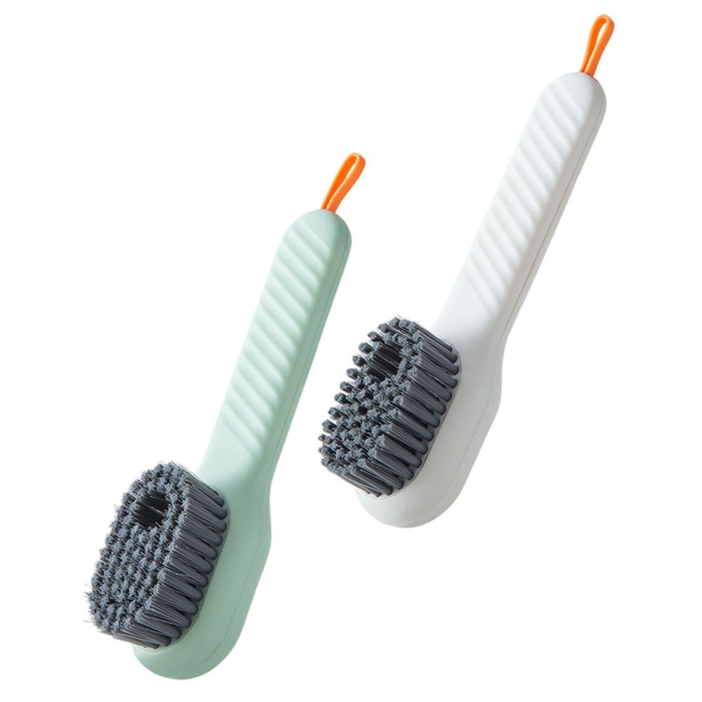 TOPPERFUN 2pcs Multipurpose Shoe Cleaning Brush with Soap Dispenser and Supple Bristles, Comfortable to Hold Plastic Brushes for Home and Bathroom Cleaning