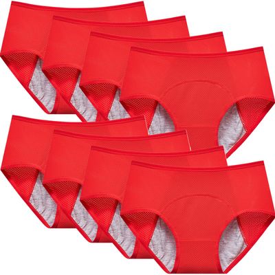 WLXFF 8Pcs period pants for women washable incontinence pants women period pants for women heavy flow maternity pants after birth,Red,2XL