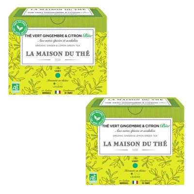 La Maison du The Lemon & Ginger Green Tea 15 Tea Bags x 2