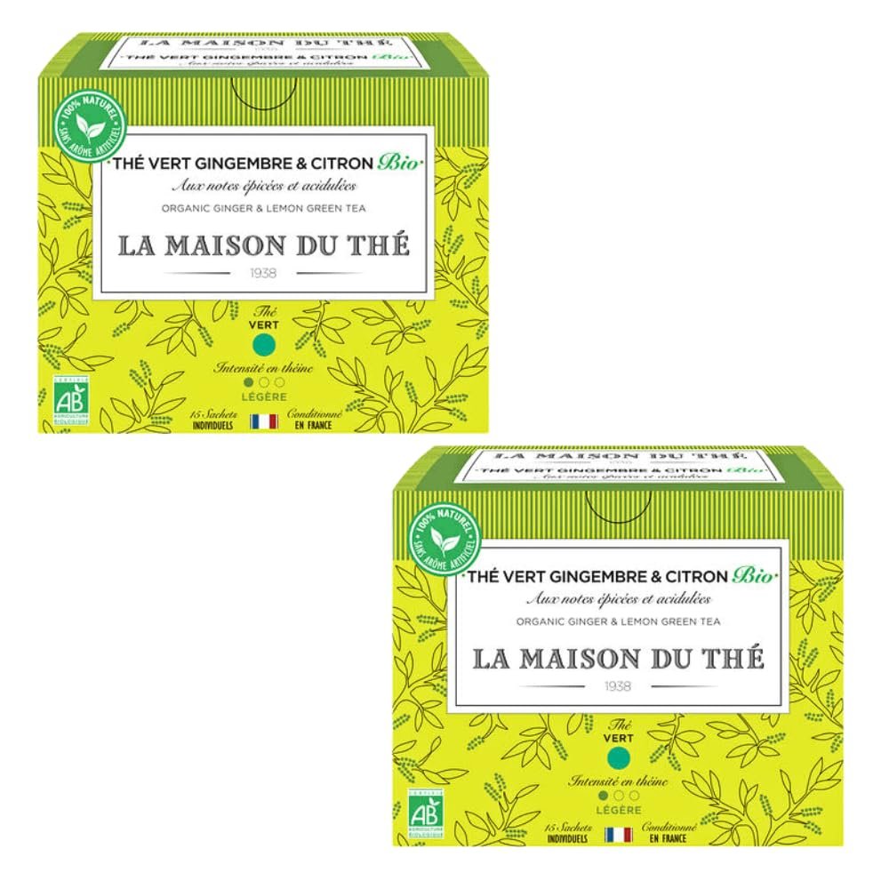La Maison du The Lemon & Ginger Green Tea 15 Tea Bags x 2