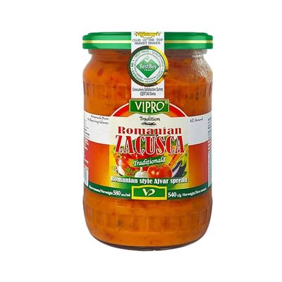 Africa Select Vipro Romanian Zacusca Ajvar 580ml Jar | Traditional Balkan Roasted Vegetable Relish