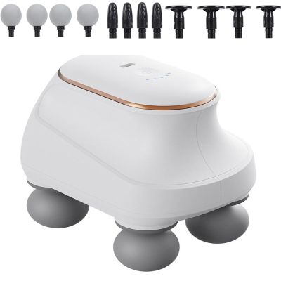 4 Heads Massager, Horse MassagerElectric Handheld Muscle Percussion Massager Gun with 12 Massage Heads for Shoulder Body Back Leg Pain Relief (White)