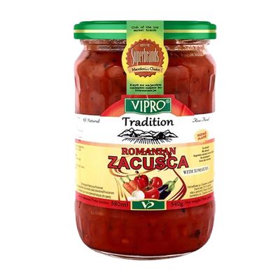 Africa Select Vipro Authentic Romanian Zacusca with Tomatoes, Balkan Roasted Vegetable Spread & Relish Condiment 580ml Pack