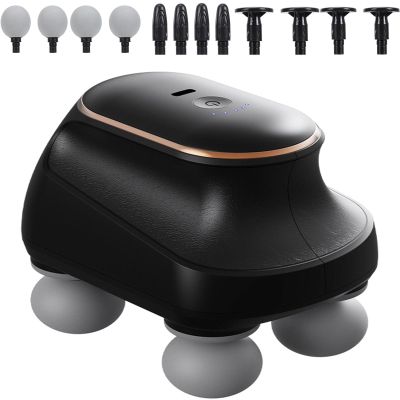 4 Heads Massager, Horse MassagerElectric Handheld Muscle Percussion Massager Gun with 12 Massage Heads for Shoulder Body Back Leg Pain Relief (Black)