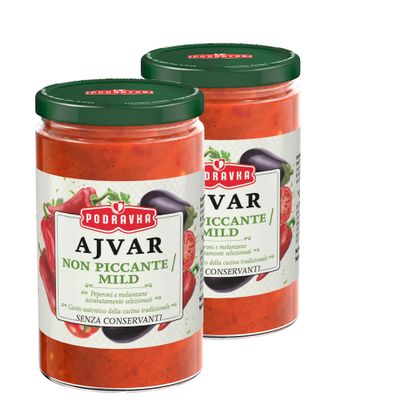Africa Select Podravka Mild Ajvar Sauce 350g Sandwich Jar (Pack of 2) | Traditional Balkan Red Pepper Relish