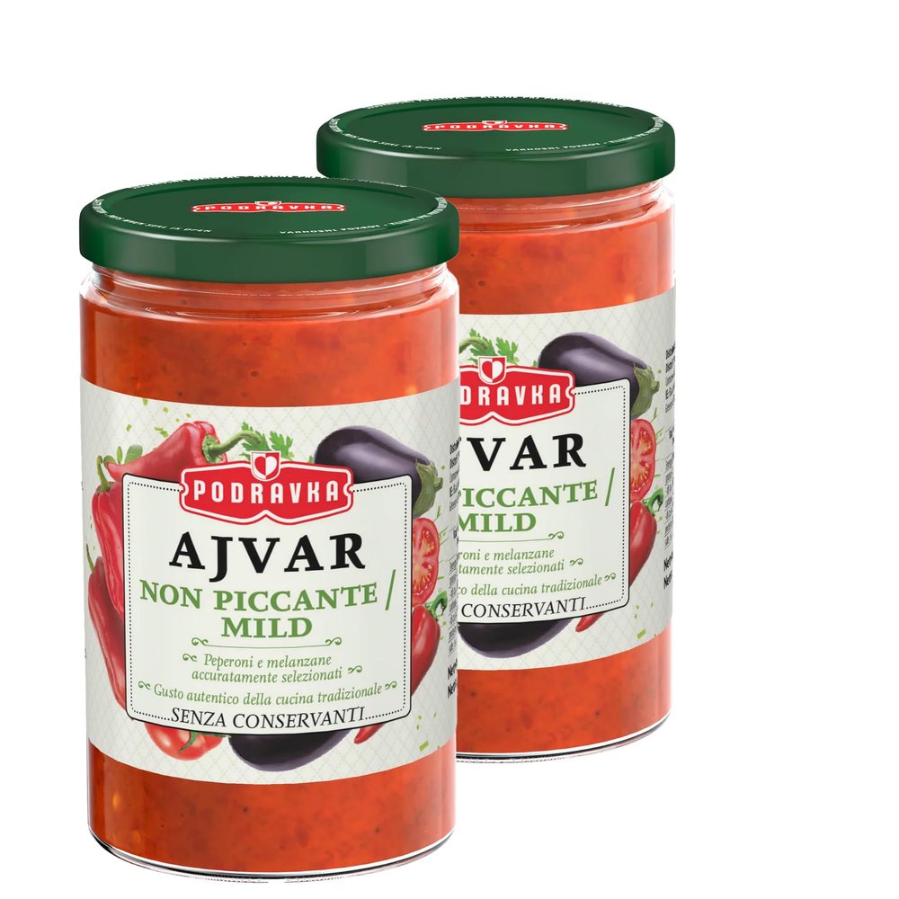 Africa Select Podravka Mild Ajvar Sauce 350g Sandwich Jar (Pack of 2) | Traditional Balkan Red Pepper Relish