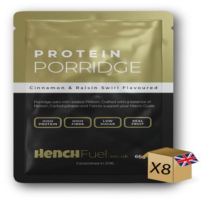 Protein Porridge | by Hench Fuel | High Protein | 17g Protein | Cinnamon & Raisin | Overnight Oats | Breakfast | Fibre Rich | Real Fruit | Porridge Pots | Protein Porridge Pots | Meal Replacement