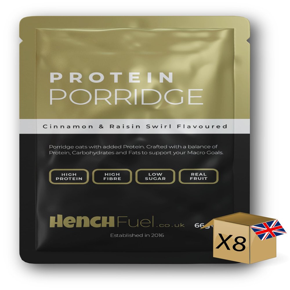 Protein Porridge | by Hench Fuel | High Protein | 17g Protein | Cinnamon & Raisin | Overnight Oats | Breakfast | Fibre Rich | Real Fruit | Porridge Pots | Protein Porridge Pots | Meal Replacement