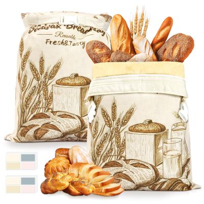 CXRYLZ-FUR 2Pcs Beeswax Bread Bags with Label Stickers Reusable