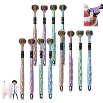Cepillo Dental De Limpieza Multingulo De Tres Cabezales, Soft Multi-Angle Cleaning, 3 Sided Toothbrushs 360 Clean for Comprehensive Care of Teeth and Gums, Suitable for Adults (12pcs)